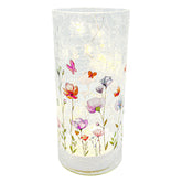 Quincy Glass LED Crackle Flower Pillar - Small
